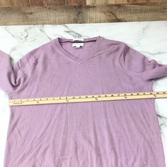 John W Nordstrom Lilac Purple Knit 100% Cashmere Sweater Mens XL V-Neck Pullover - Picture 7 of 13